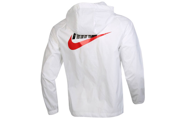 Lookbook Nike White Woven Hooded Jacket with Large Back Logo - Spring Edition CZ8677-100