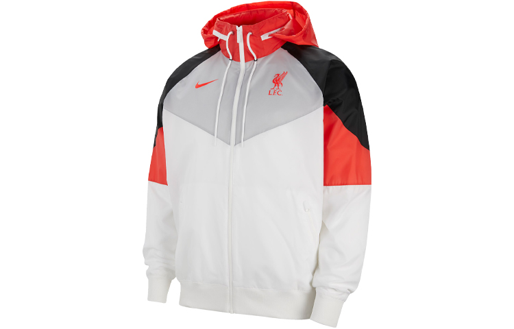 Nike Windrunner Liverpool Football Colorblock Jacket White Hoodie CZ3417-100