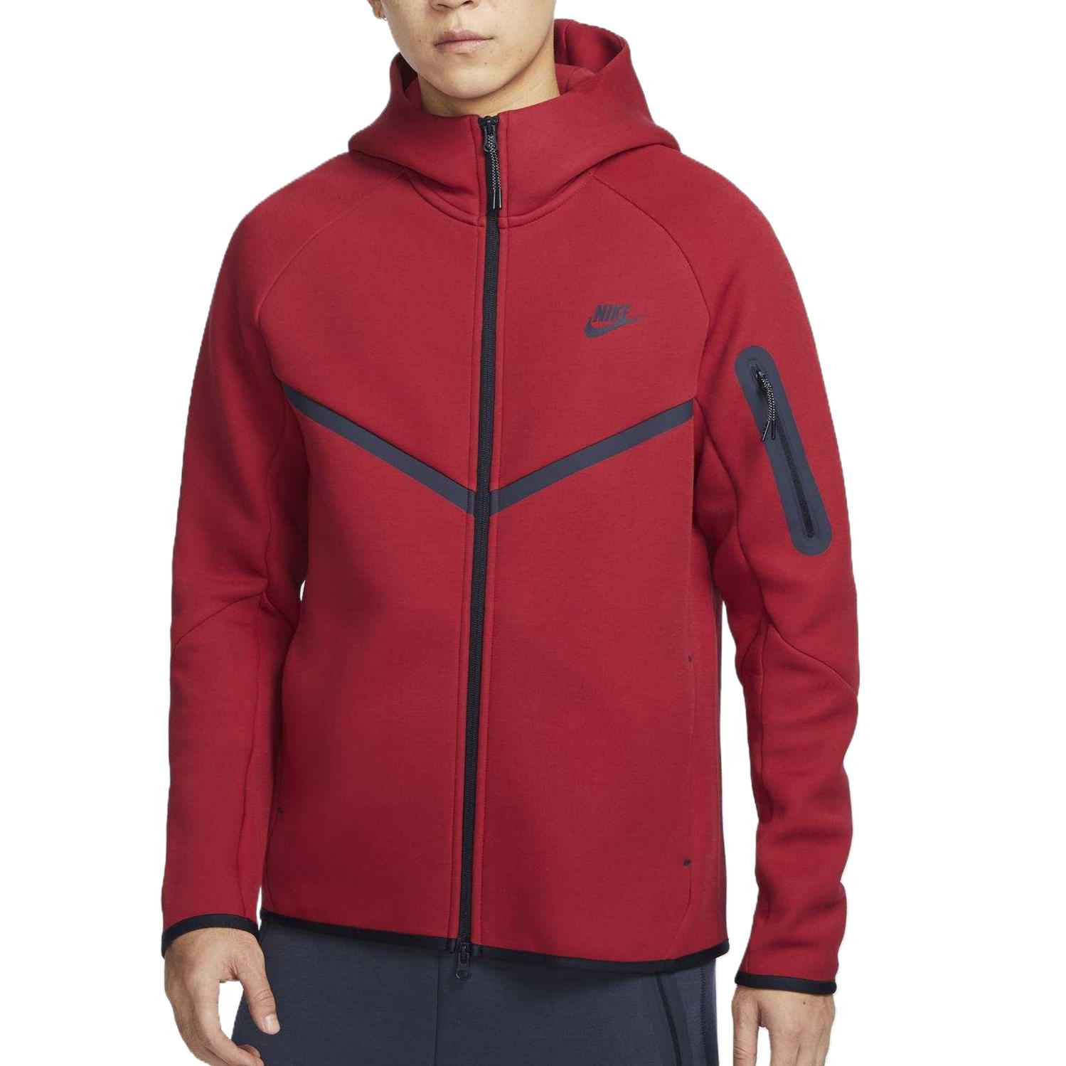 Order Nike Windrunner Jaket Hoodie Merah Hitam Zip-Up Kasual Tahan Lasak & Selesa HV0950-687