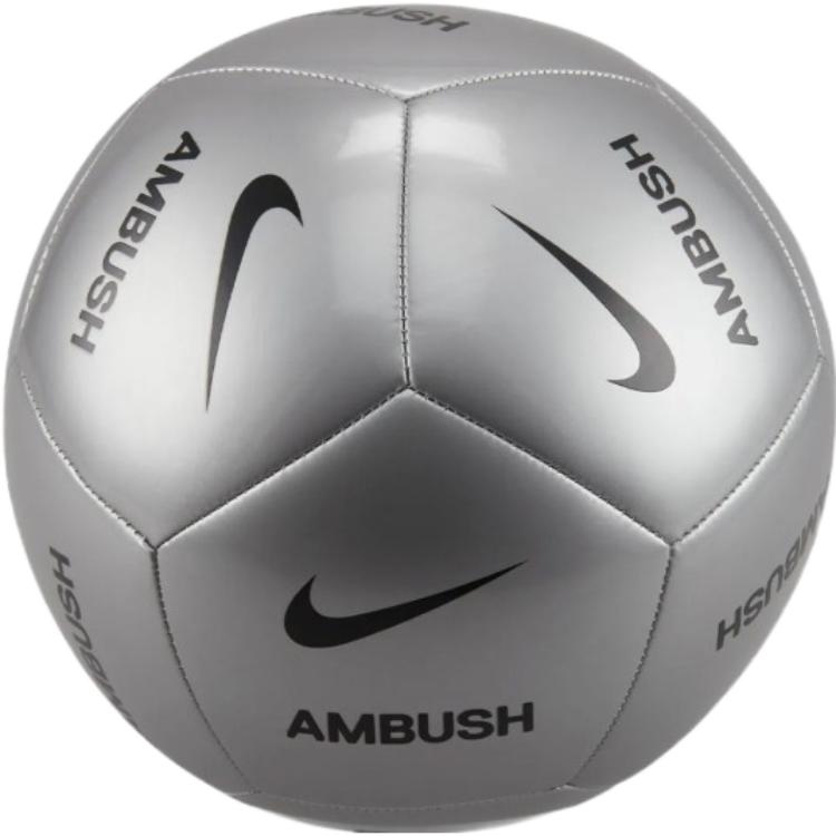 Nike x AMBUSH Metallic Silver Soccer Ball - Pitch 5, Durable Hand-Stitched Design FN1583-095