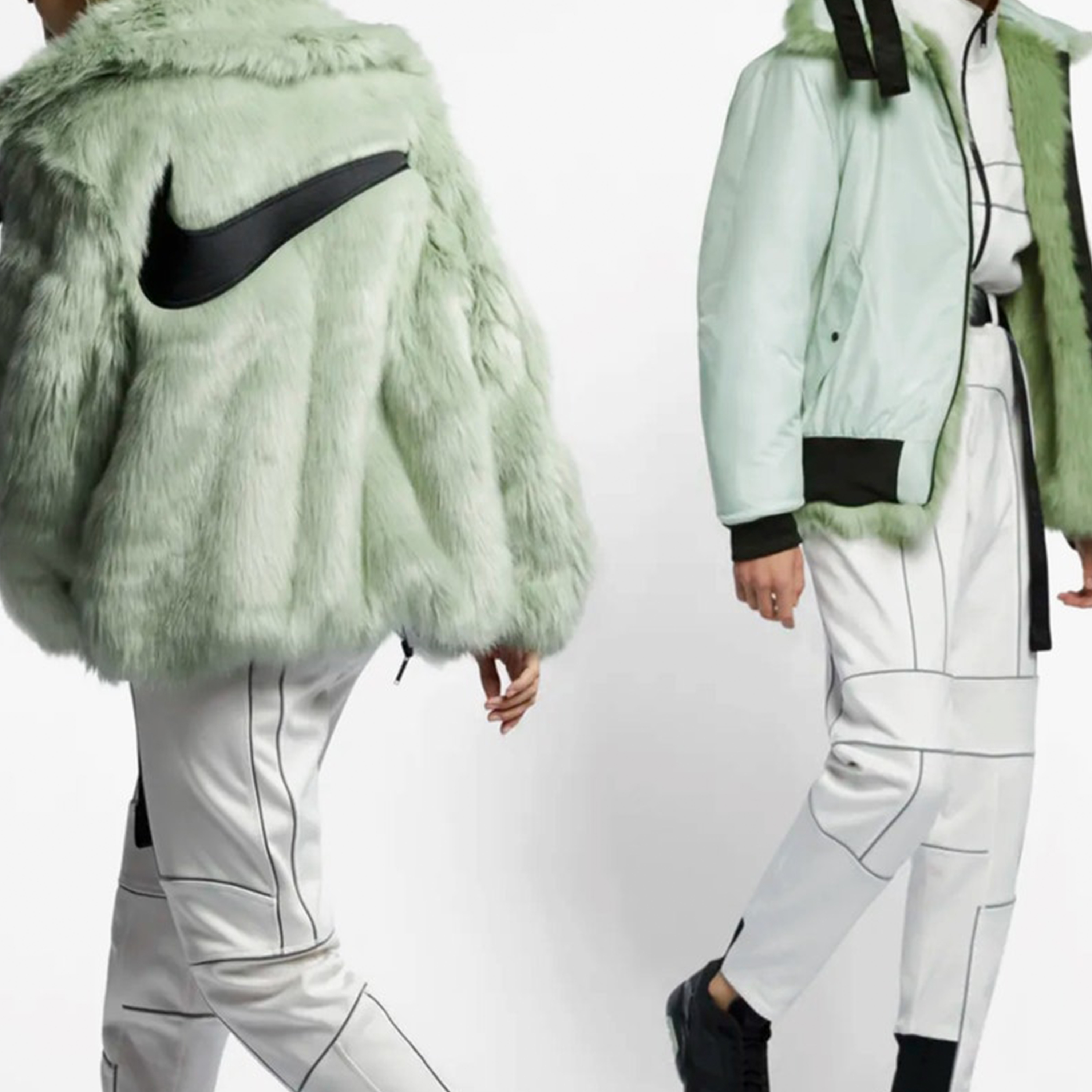 Nike AMBUSH Unisex Green Faux Fur Jacket with Collar AQ9225-390 圖 5