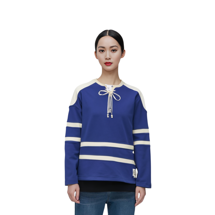 Details for 나이키 x BODE 컬러블록 스트라이프 니트 브이넥 긴팔 티 유니섹스 네이비/오프화이트 FJ0218-455