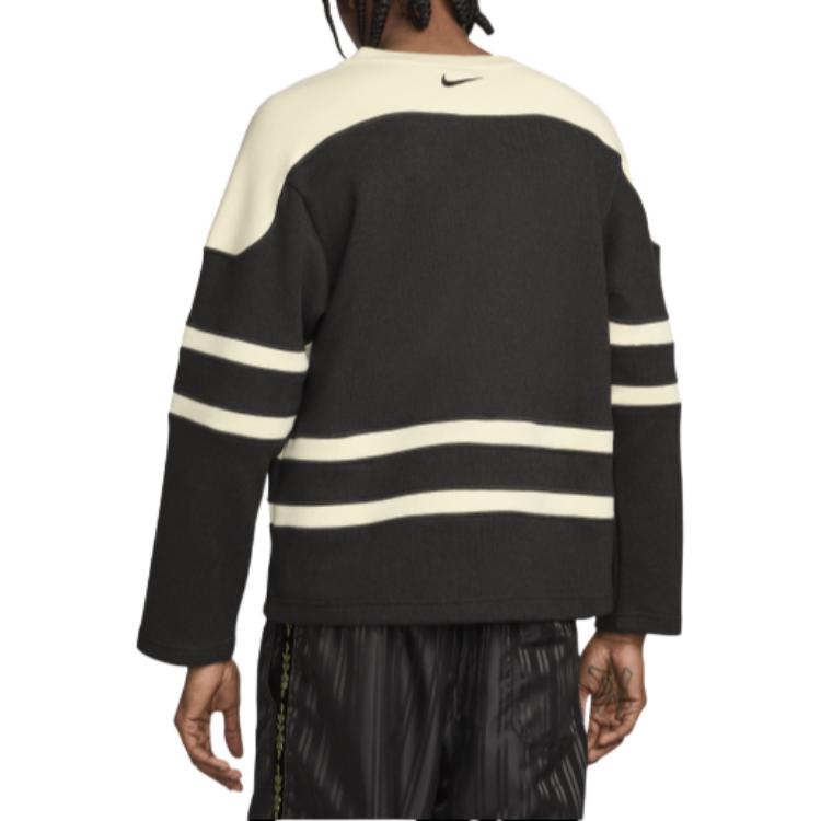 Shop Nike x Bode SS24 Astro Grabber Baju Panjang Bergaris V-Leher Coklat/Putih Unisex FJ0218-235