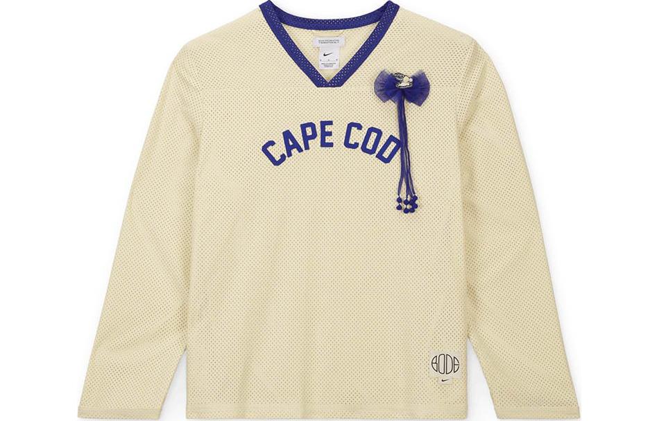 Nike x Bode SS24 Astro Grabber Letter Print Mesh Knit V-Neck Long Sleeve Tee Unisex Beige Blue. FJ8795-120