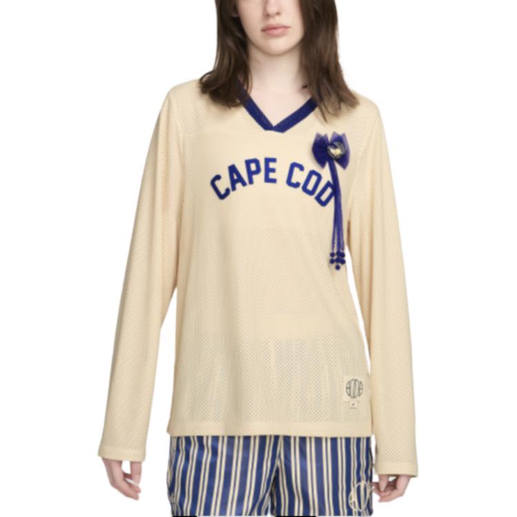 Lookbook ナイキ x ボーデ SS24 アストログラバー レタープリント メッシュ Vネック 長袖T ベージュ ブルー ユニセックス FJ8795-120