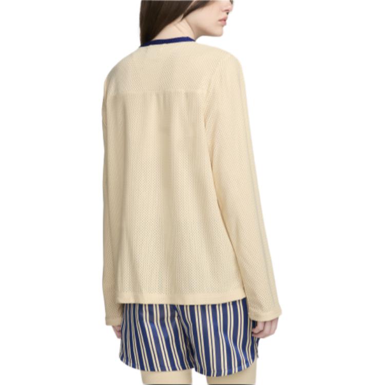 Shop ナイキ x ボーデ SS24 アストログラバー レタープリント メッシュ Vネック 長袖T ベージュ ブルー ユニセックス FJ8795-120