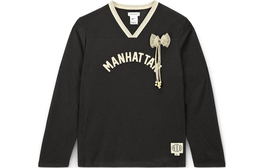 Nike x Bode SS24 Astro Grabber Logo Print V-Neck Long Sleeve Tee Black/Beige Unisex FJ8795-235