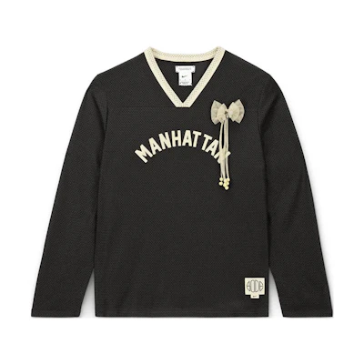 Nike Bode SS24 Astro Grabber Logo Print V-Neck Long Sleeve Tee Black/Beige Unisex FJ8795-235