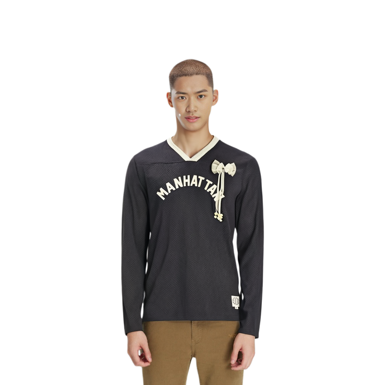 Details for ナイキ x Bode SS24 アストログラバーロゴプリントVネック長袖Tシャツ ブラック/ベージュ ユニセックス FJ8795-235