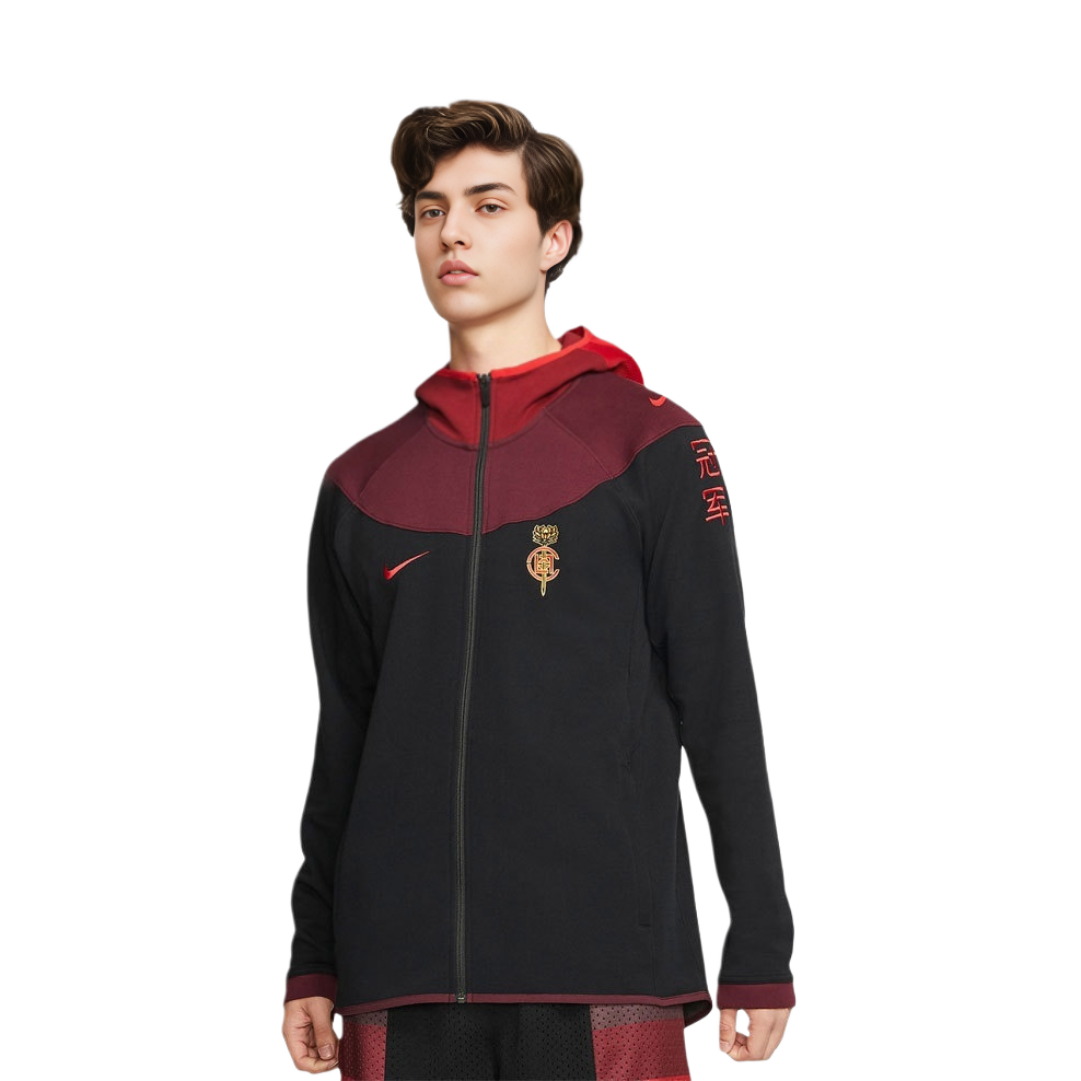 Shop Nike x CLOT Retro Collegiate Colorblock Zip Hoodie Black CQ9347-010