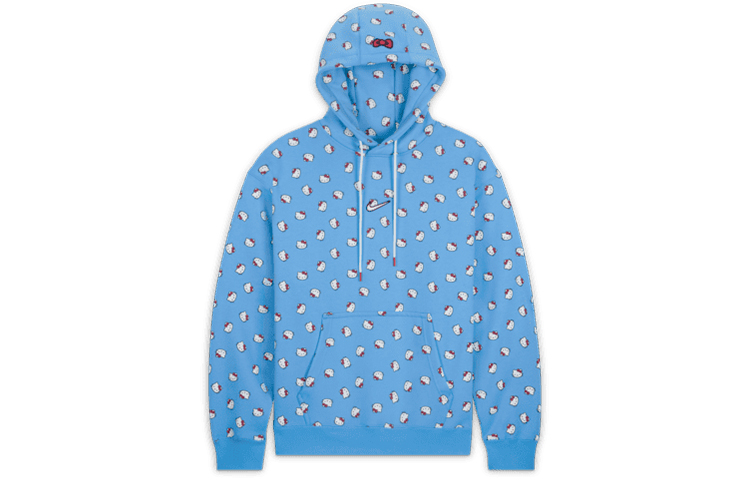 Nike Hello Kitty SS22 Blue Hoodie with Allover Cat Print -  Pullover. DR5516-412