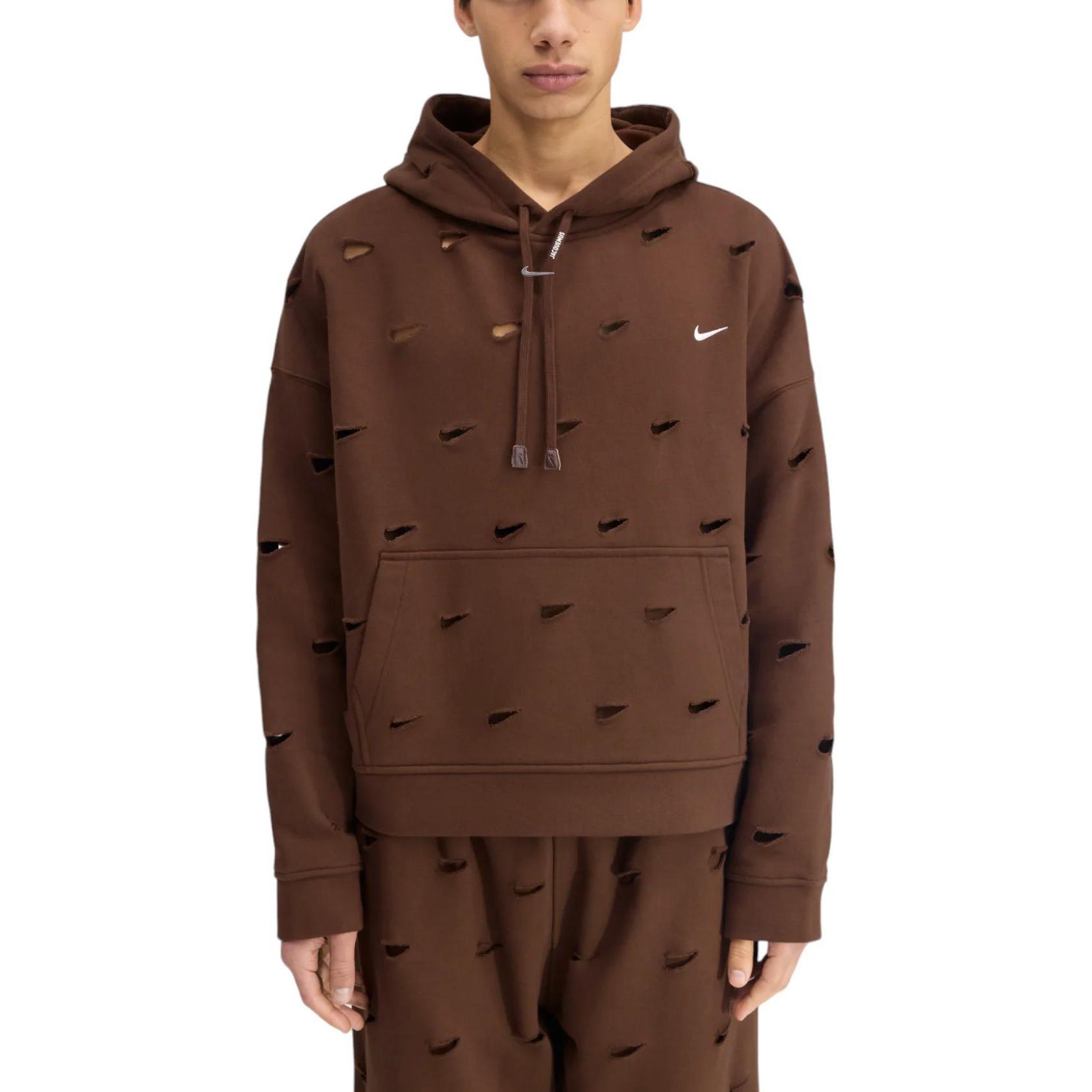 Lookbook 耐克 x Jacquemus SS24 棕色标志镂空连帽衫 男女休闲服 FJ3482-259
