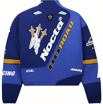 Nike x L''Art de L''Automobile x Nocta SS24 Jaket Biru dengan Ritsleting dan Cetakan. FD2194-455 Lookbook Nike x L''Art de L''Automobile x Nocta SS24 Jaket Biru dengan Ritsleting dan Cetakan. FD2194-455