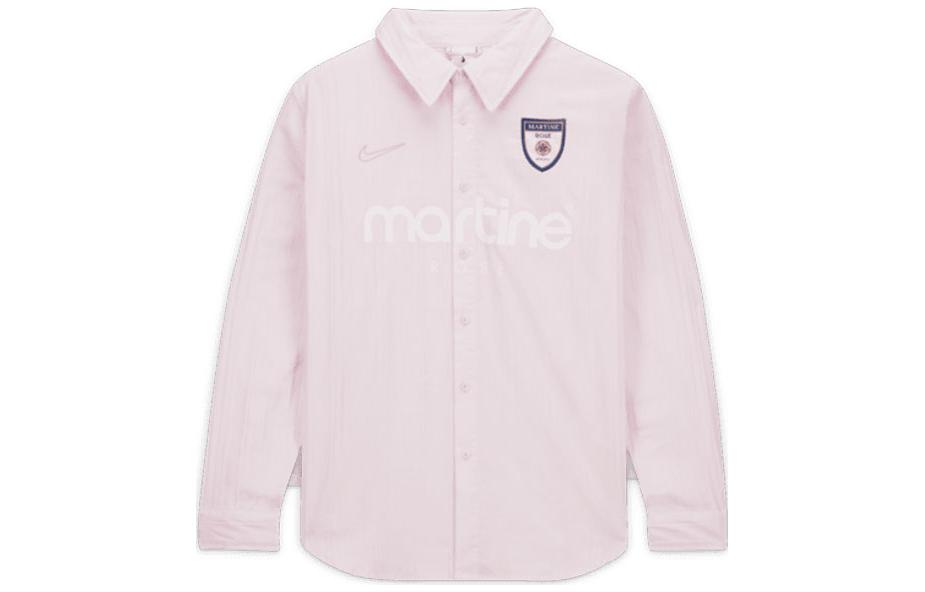 Nike Martine Rose Pink Logo Print Striped Long Sleeve Shirt Unisex Asia Edition AQ4458-007