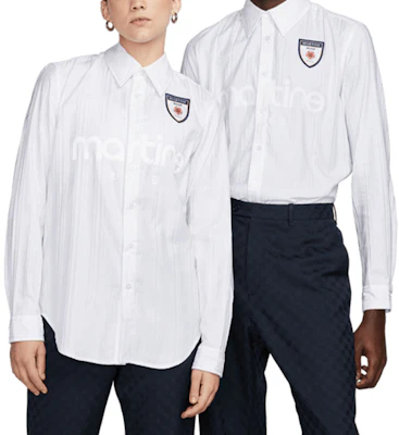 Nike x Martine Rose SS23 白色條紋Logo長袖襯衫 男女同款 亞洲限定版 DV0849-100 Shop Nike x Martine Rose SS23 白色條紋Logo長袖襯衫 男女同款 亞洲限定版 DV0849-100