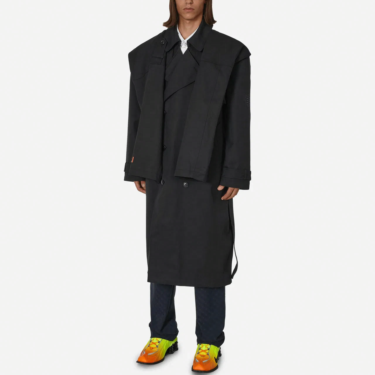 Shop Nike x Martine Rose Unisex Navy Collared Long Sleeve Casual Overcoat. DV0850-414