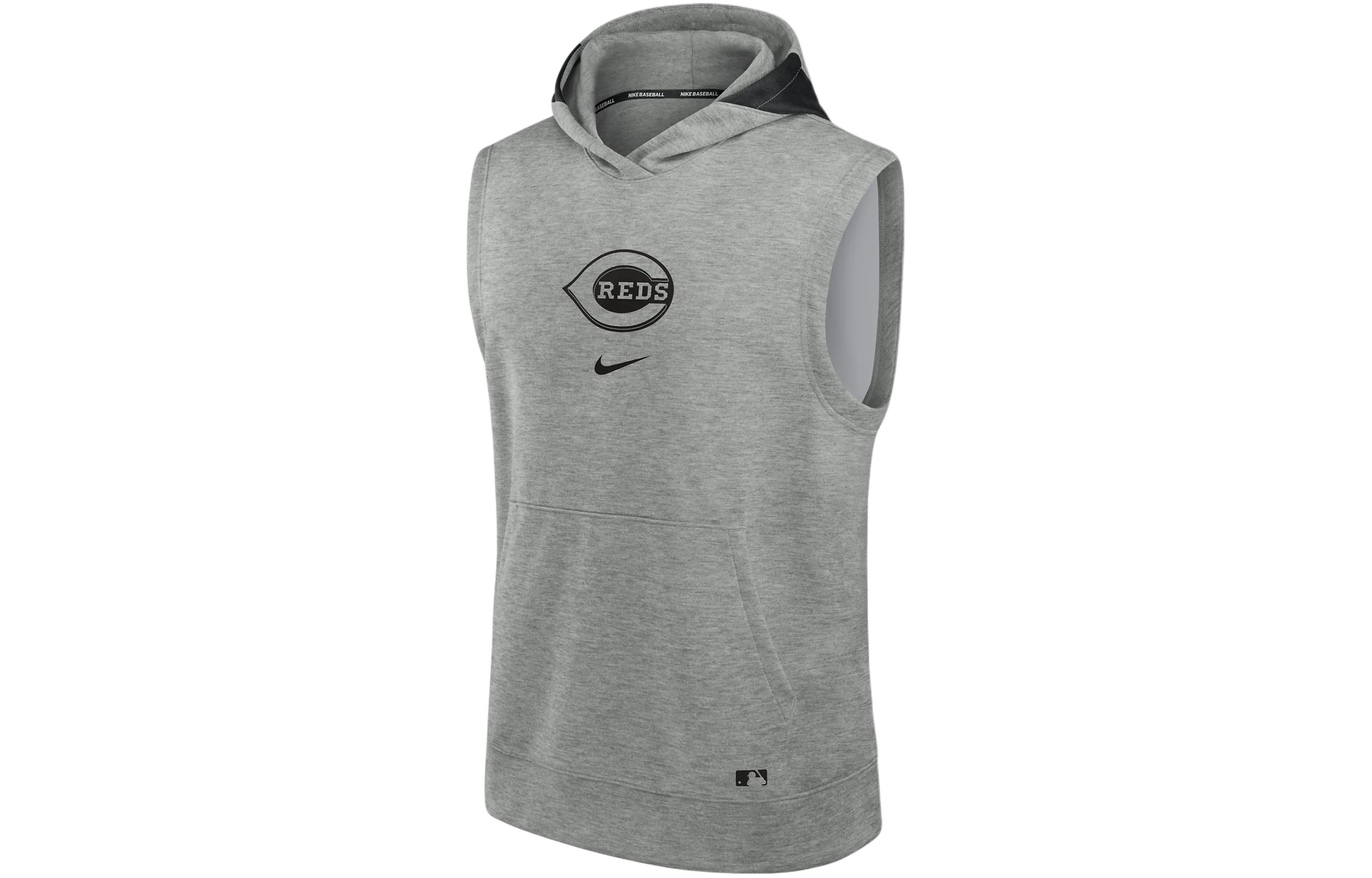 Nike MLB Authentic Cincinnati Reds Logo Colorblock Sleeveless Hoodie Grey Mens 013U086NRED-J3E