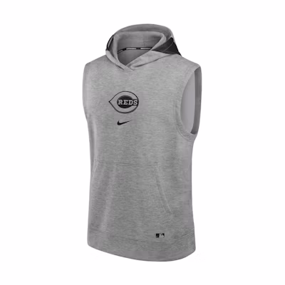 Nike MLB Authentic Cincinnati Reds Logo Colorblock Sleeveless Hoodie Grey Mens 013U086NRED-J3E