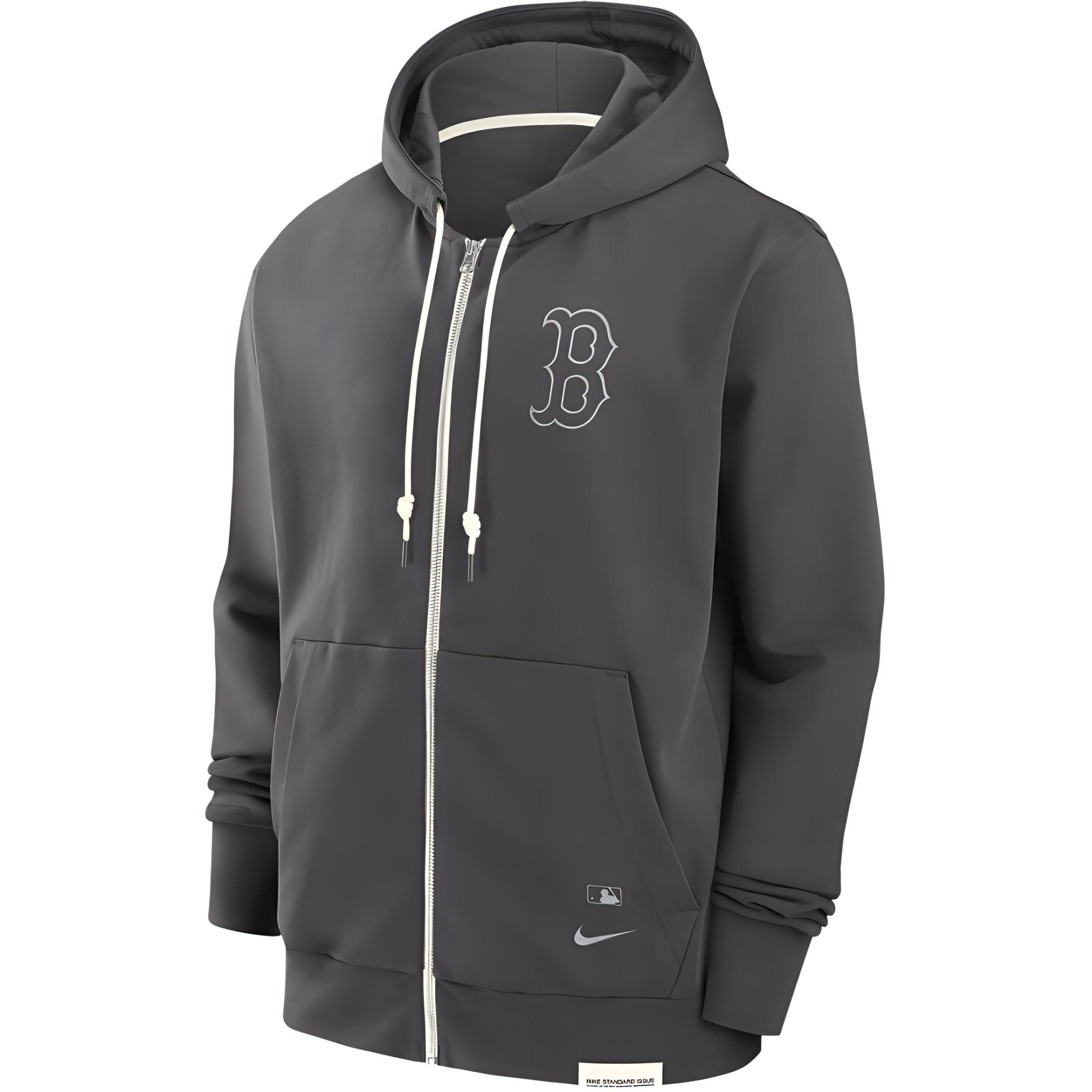 Nike MLB Boston Red Sox Travel Player Logo Hoodie Grey 014Z03BGBQ-N0K