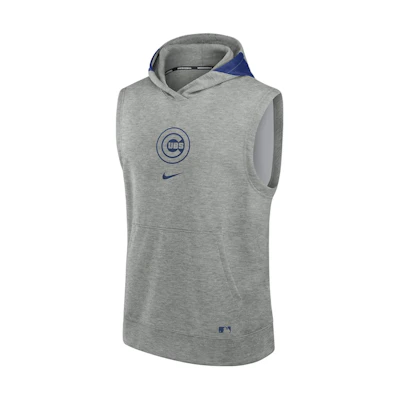 Nike MLB Chicago Cubs Hoodie Grey Sleeveless Logo Print Authentic Series 013U010PEJ-J3E