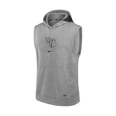 Nike MLB Cleveland Guardians Logo Colorblock Fleece Hoodie Sleeveless Gray Men 013U11TQIAN-J3E