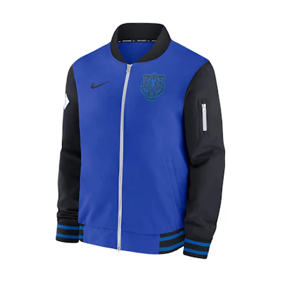 Nike MLB Detroit Tigers Blue Colorblock Animal Print Logo Jacket 015D0AC1DG-YG5