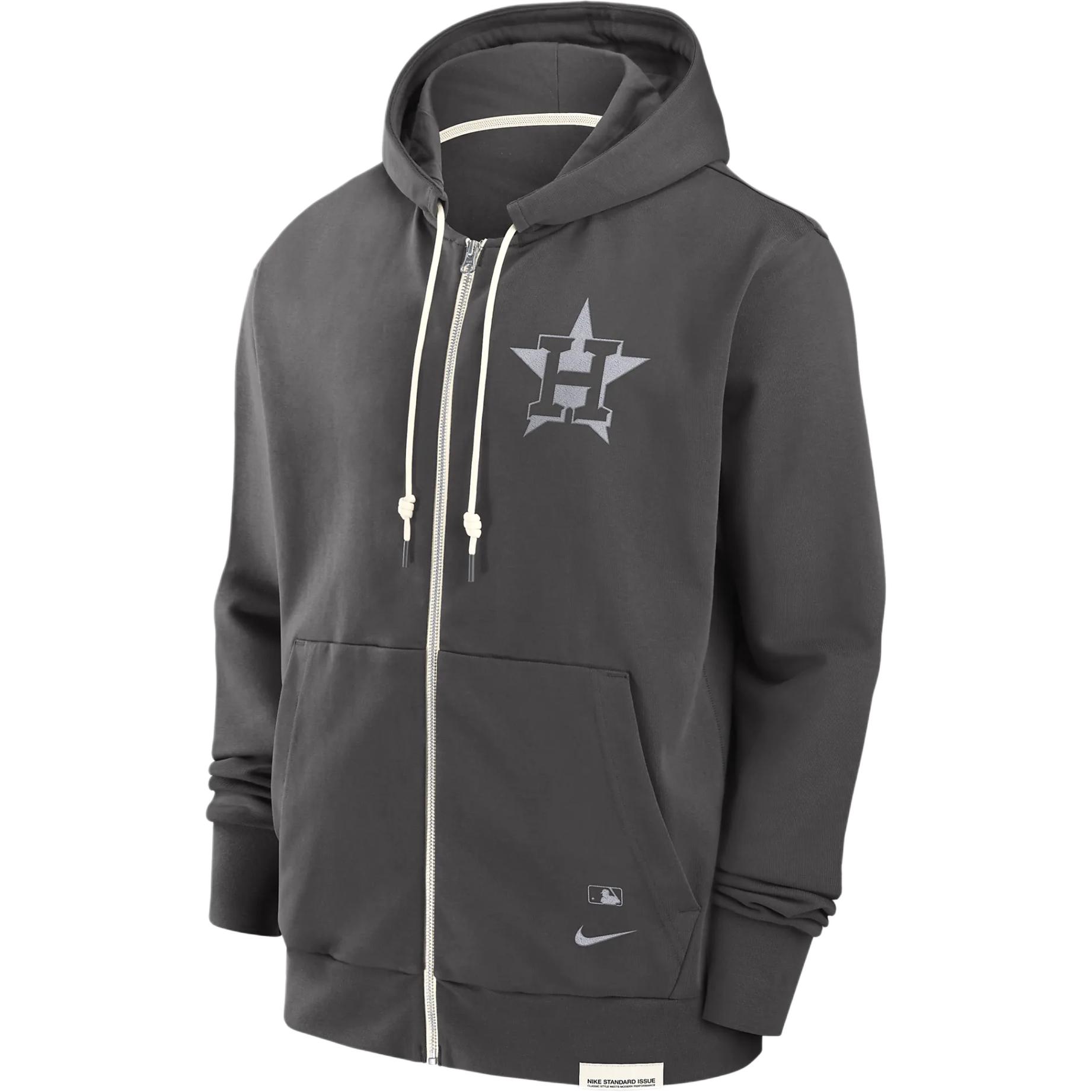 Nike MLB Houston Astros Hoodie Zip-Up Long Sleeve Gray 014Z03BGHUS-N0K