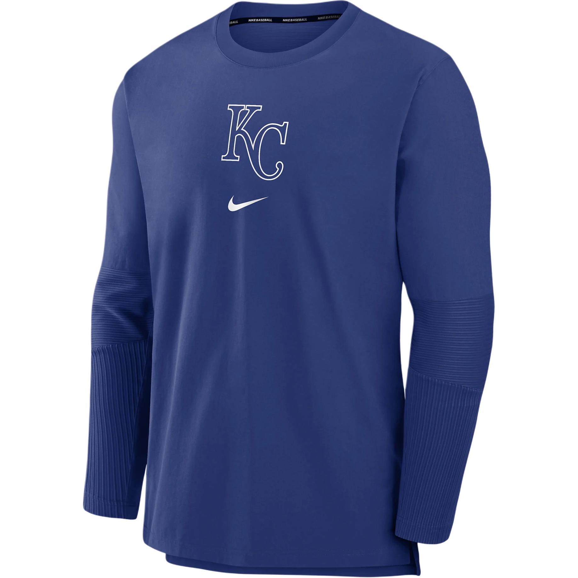 Nike MLB Kansas City Royals Blue Ribbed Crewneck Pullover Jacket 015C11TUROY-5Z2