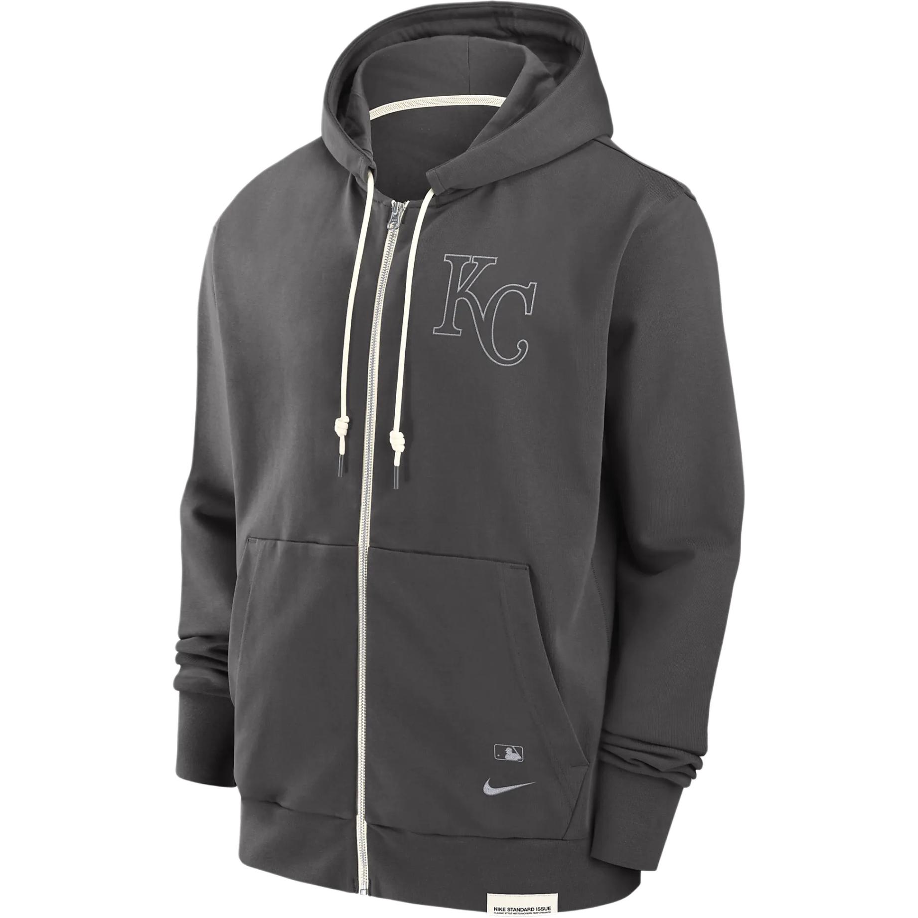 Nike MLB Kansas City Royals Logo Hoodie Gray - Collab Zip-Up Sweater 014Z03BGROY-N0K