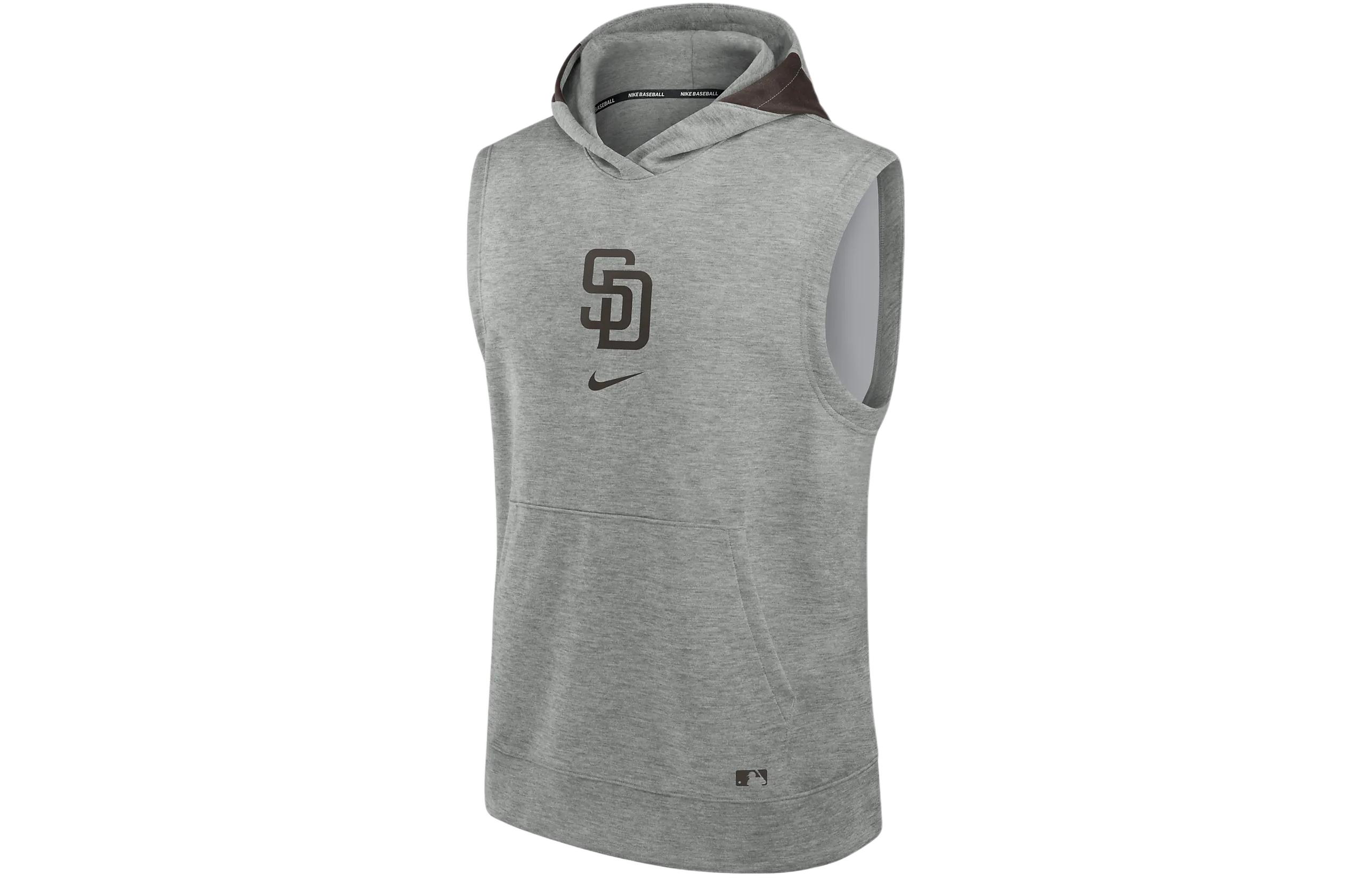 Nike MLB Logo Hoodie Sleeveless Pullover San Diego Padres Men’s Gray 013U03A5PYP-J3E