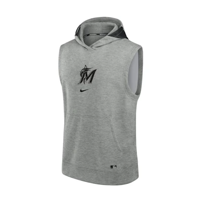 Nike MLB Miami Marlins Hoodie Sleeveless Pullover Gray Authentic Collection 013U086NMQM-J3E