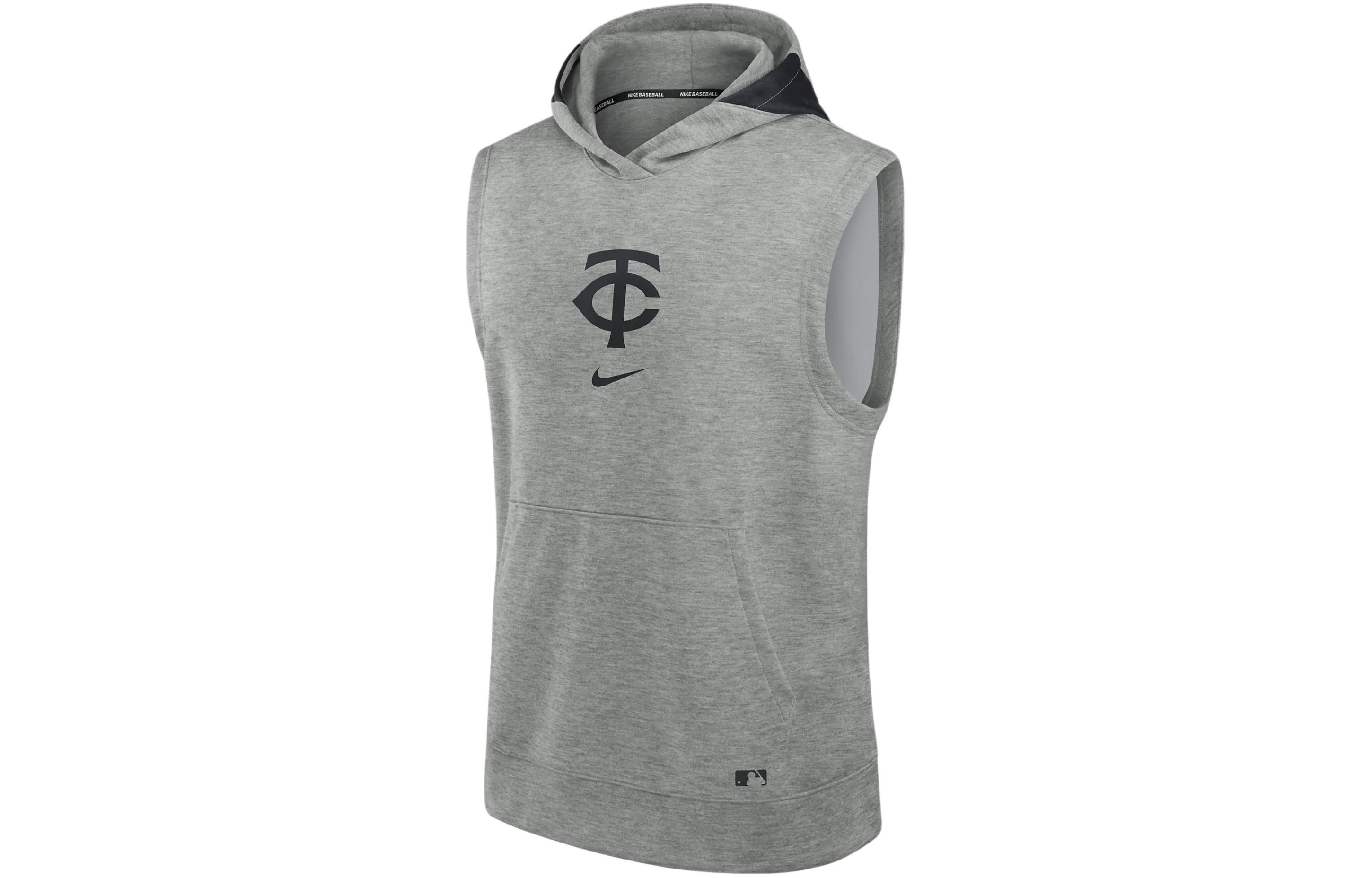 Nike MLB Minnesota Twins Authentic Collection Colorblock Sleeveless Hoodie Grey 013U11TQTIS-J3E