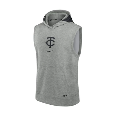 Nike MLB Minnesota Twins Authentic Collection Colorblock Sleeveless Hoodie Grey 013U11TQTIS-J3E