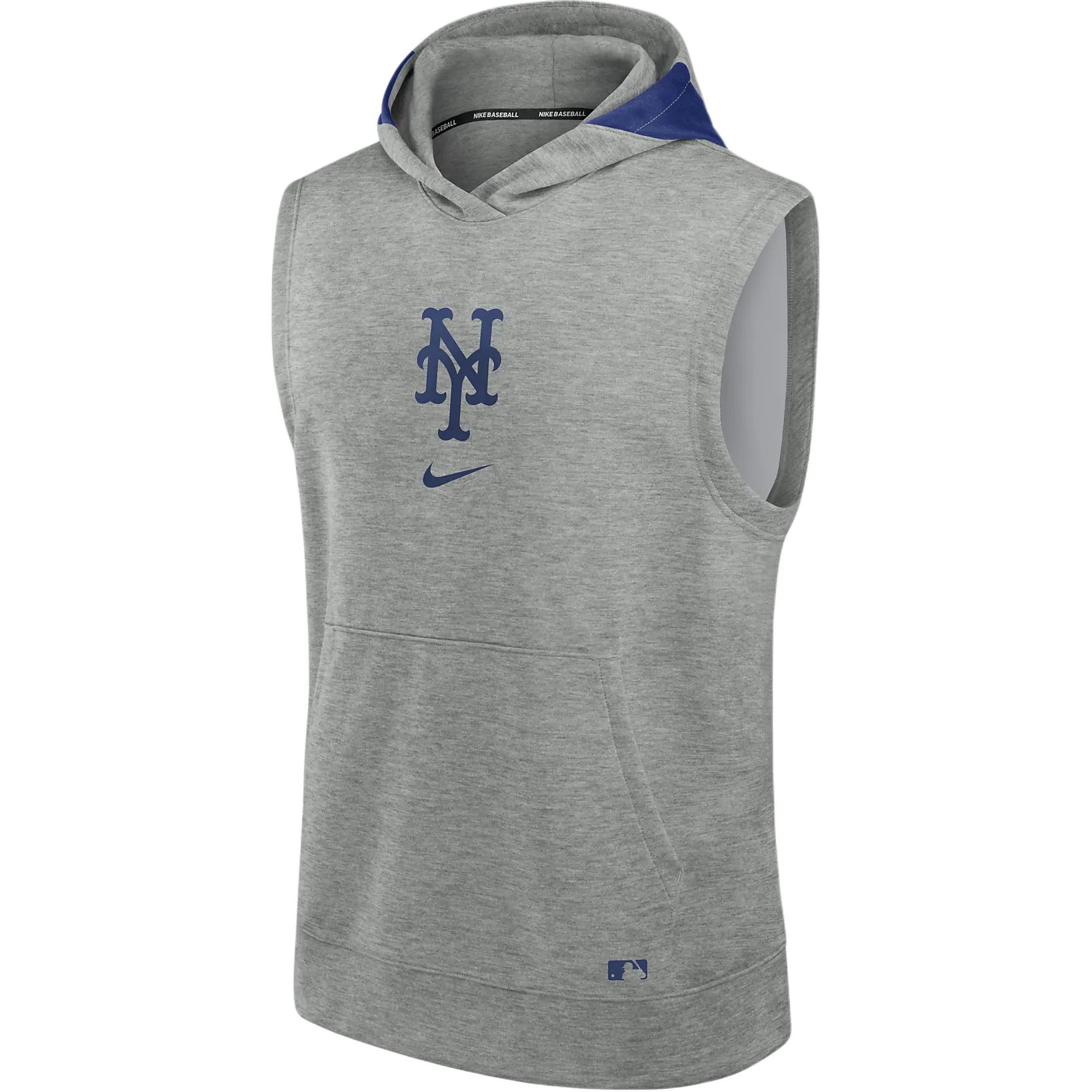 Nike MLB New York Mets Logo Sleeveless Colorblock Fleece Hoodie Grey 013U010PNME-J3E