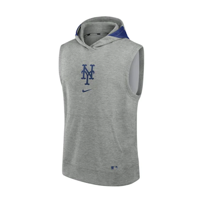 Nike MLB New York Mets Logo Sleeveless Colorblock Fleece Hoodie Grey 013U010PNME-J3E
