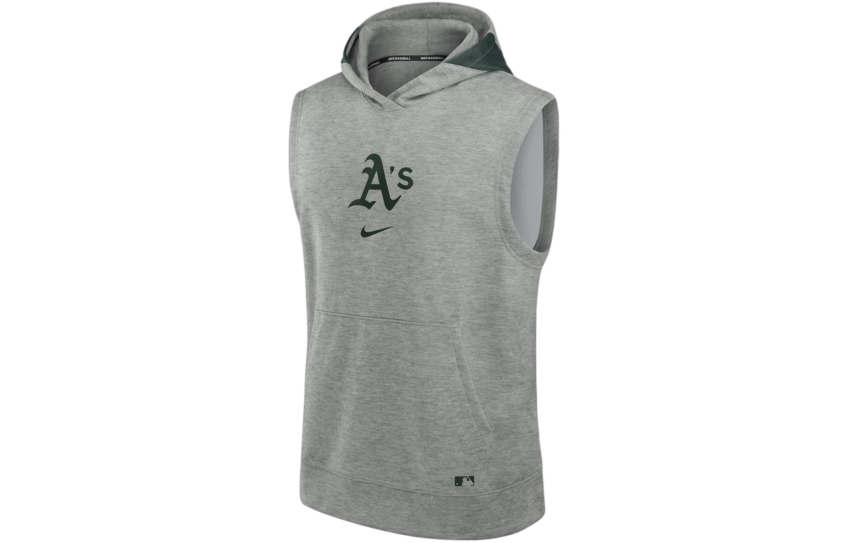 Nike MLB Oakland Athletics Authentic Hoodie Sleeveless Pullover Grey Men 013U075NFZ-J3E