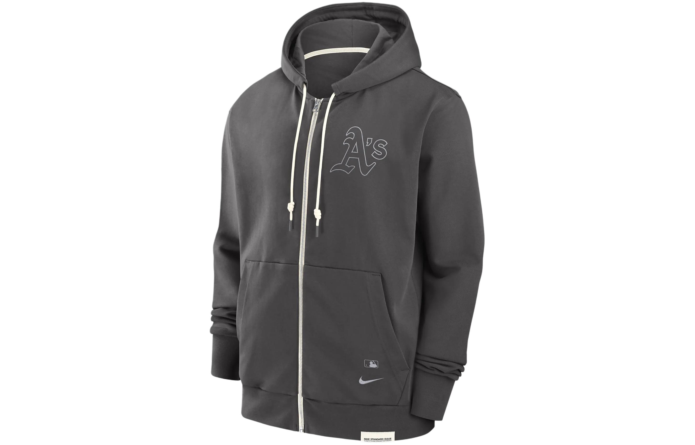 Nike MLB Oakland Athletics Gray Logo Graphic Hoodie Jacket Edition 014Z03BGFZ-N0K