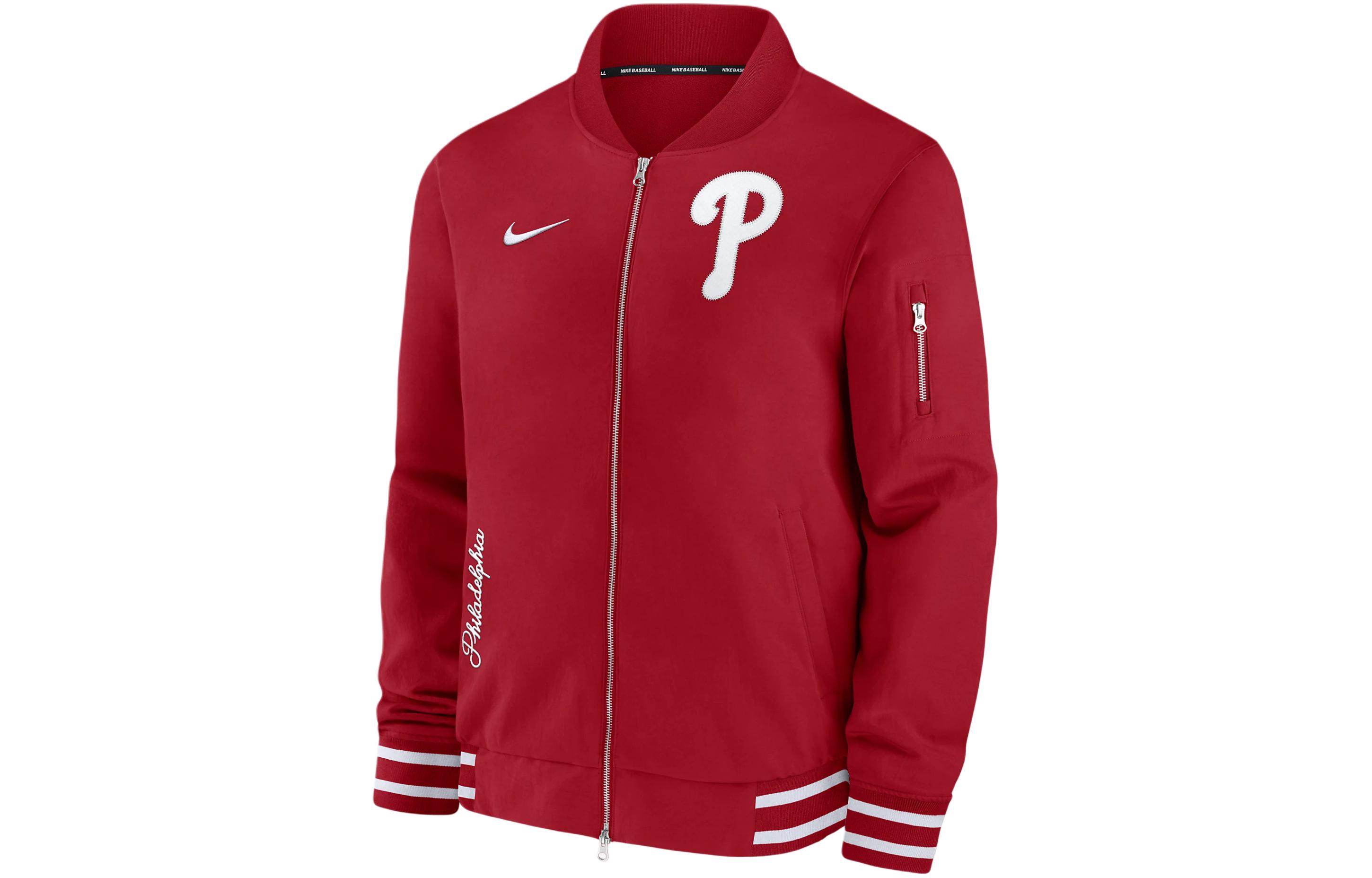 Nike MLB Philadelphia Phillies Red Logo Striped Comfort Jacket for Men 015D03ATPP-132
