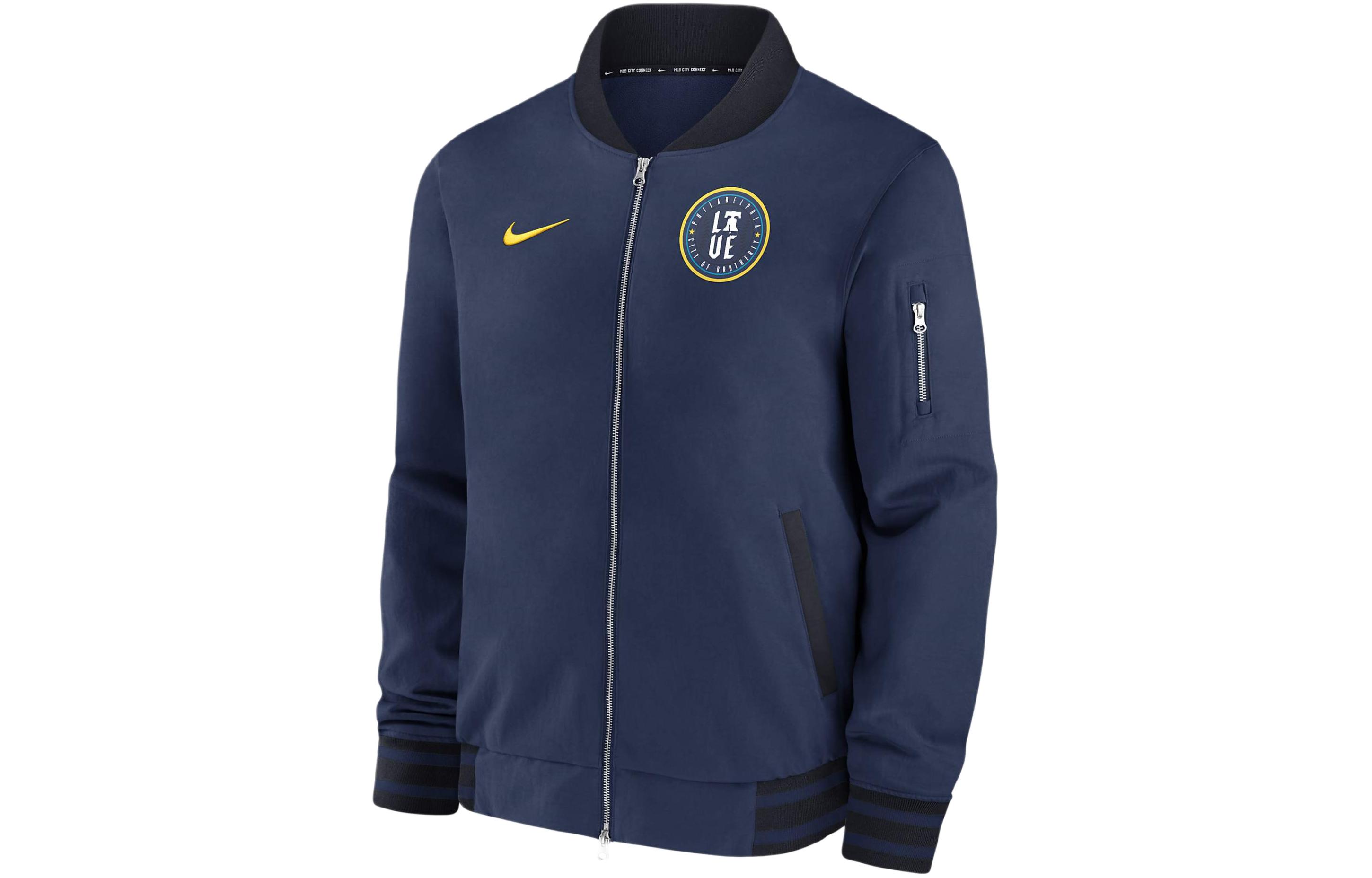 Nike MLB Phillies City Connect Navy Blue Letterman Baseball Jacket 015D0ASXPP-Y6D