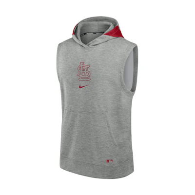 Nike MLB St Louis Cardinals Logo Fleece Hoodie Sleeveless Pullover Grey 013U080NSCN-J3E