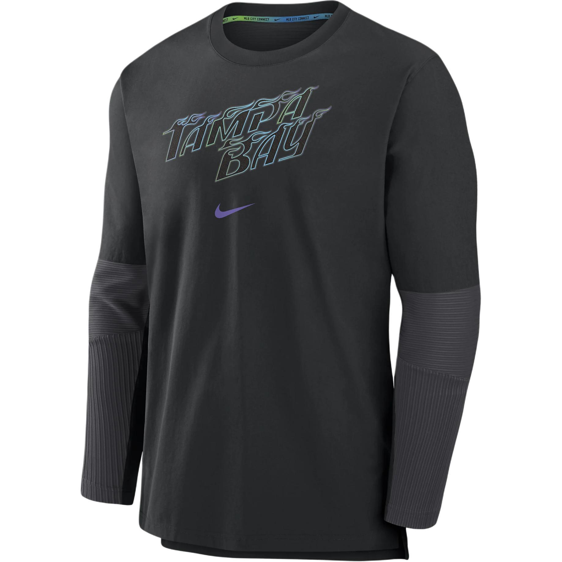 Nike MLB Tampa Bay Rays Logo Print Pullover Jacket Black Casual Outerwear 015C166NRAY-KZ8