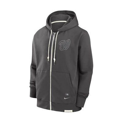 Nike MLB Washington Nationals Logo Hoodie Zip-Up Jacket Grey Apparel 014Z03BGWTL-N0K