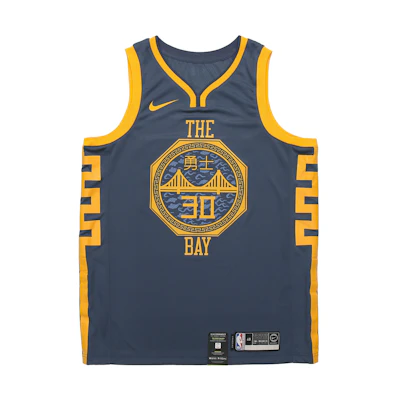 Nike NBA 18-19 Warriors Stephen Curry #30 City Edition Jersey Blue (Men's) AJ4610-428