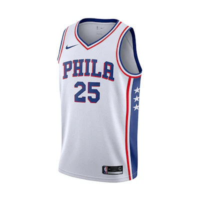 Nike NBA Ben Simmons 76ers Fan Edition Jersey White Men’s #25 Limited Edition 864441-101