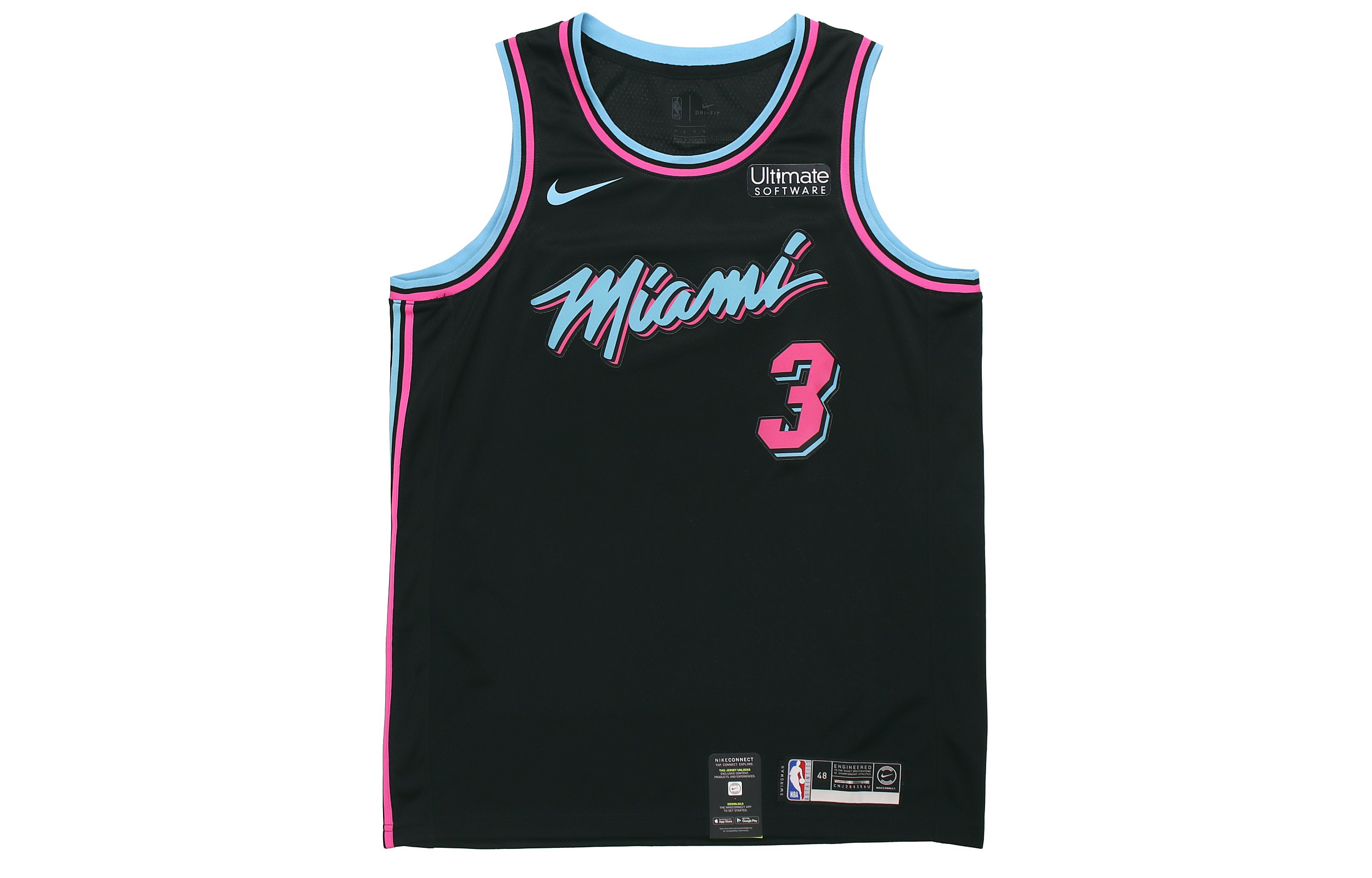 Buy Nike x NBA Camiseta Transpirable Miami Heat Dwyane Wade #3 Baloncesto Negra Hombre AJ4622-013