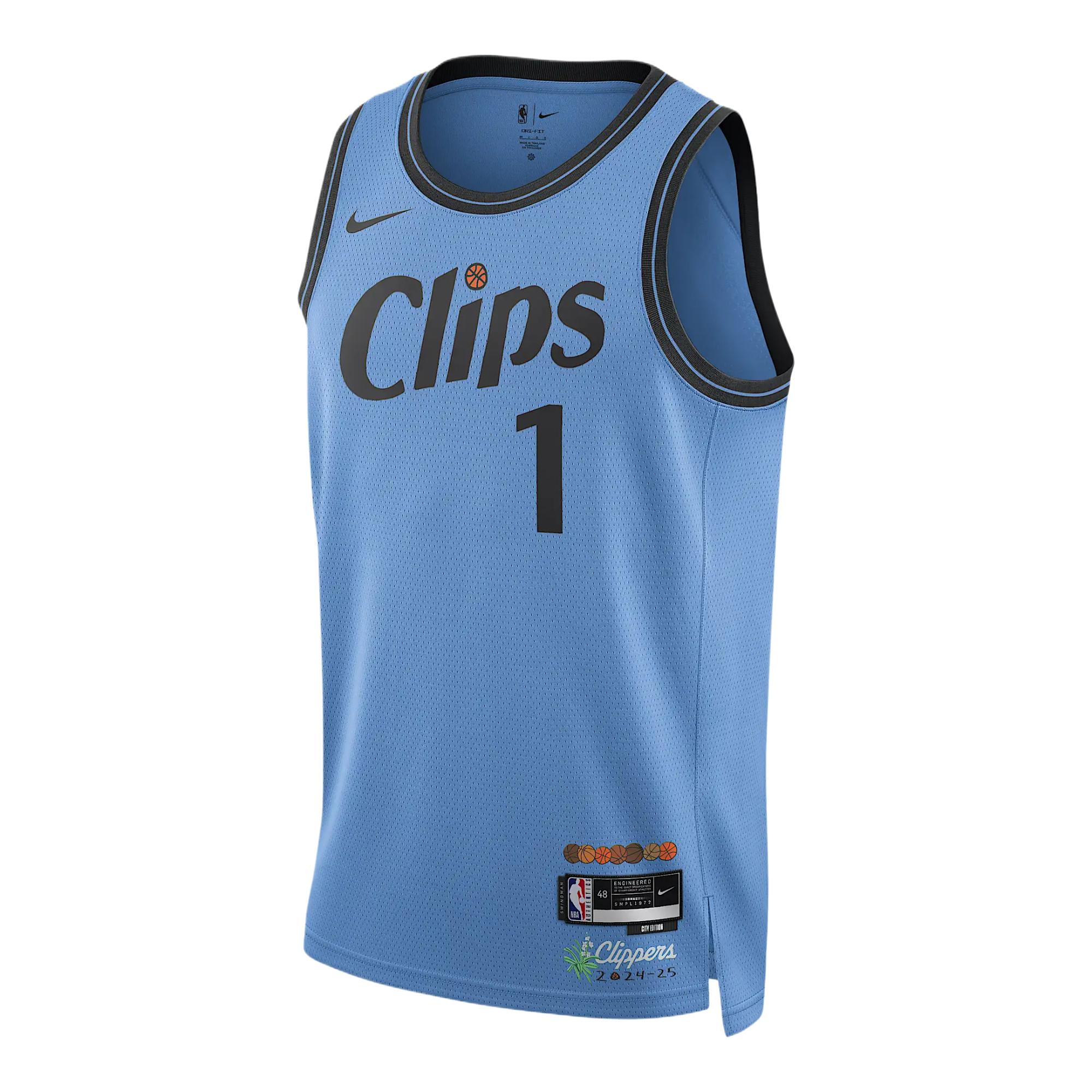 Nike x NBA Dri-Fit Los Angeles Clippers City Edition Jersey 24/25 Season Blue. FQ4345-464