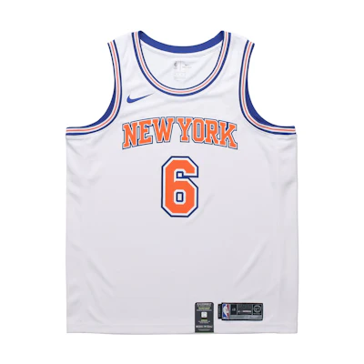 Nike NBA Fan Edition New York Knicks Porzingis #6 White Basketball Jersey Mens 877215-100
