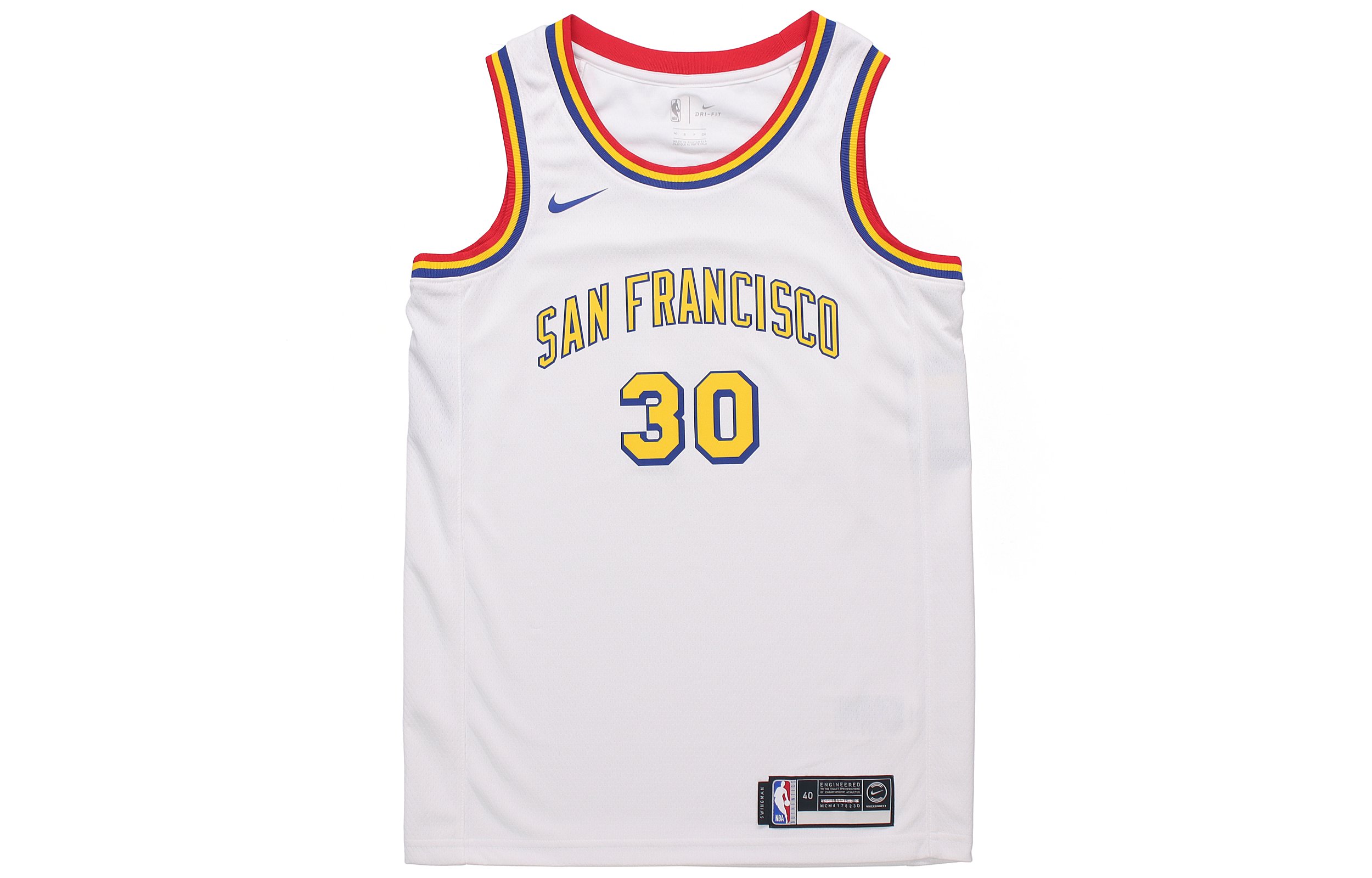 Nike x NBA Golden State Warriors Retro Edition Curry #30 Basketball Jersey White Men's BQ8108-103