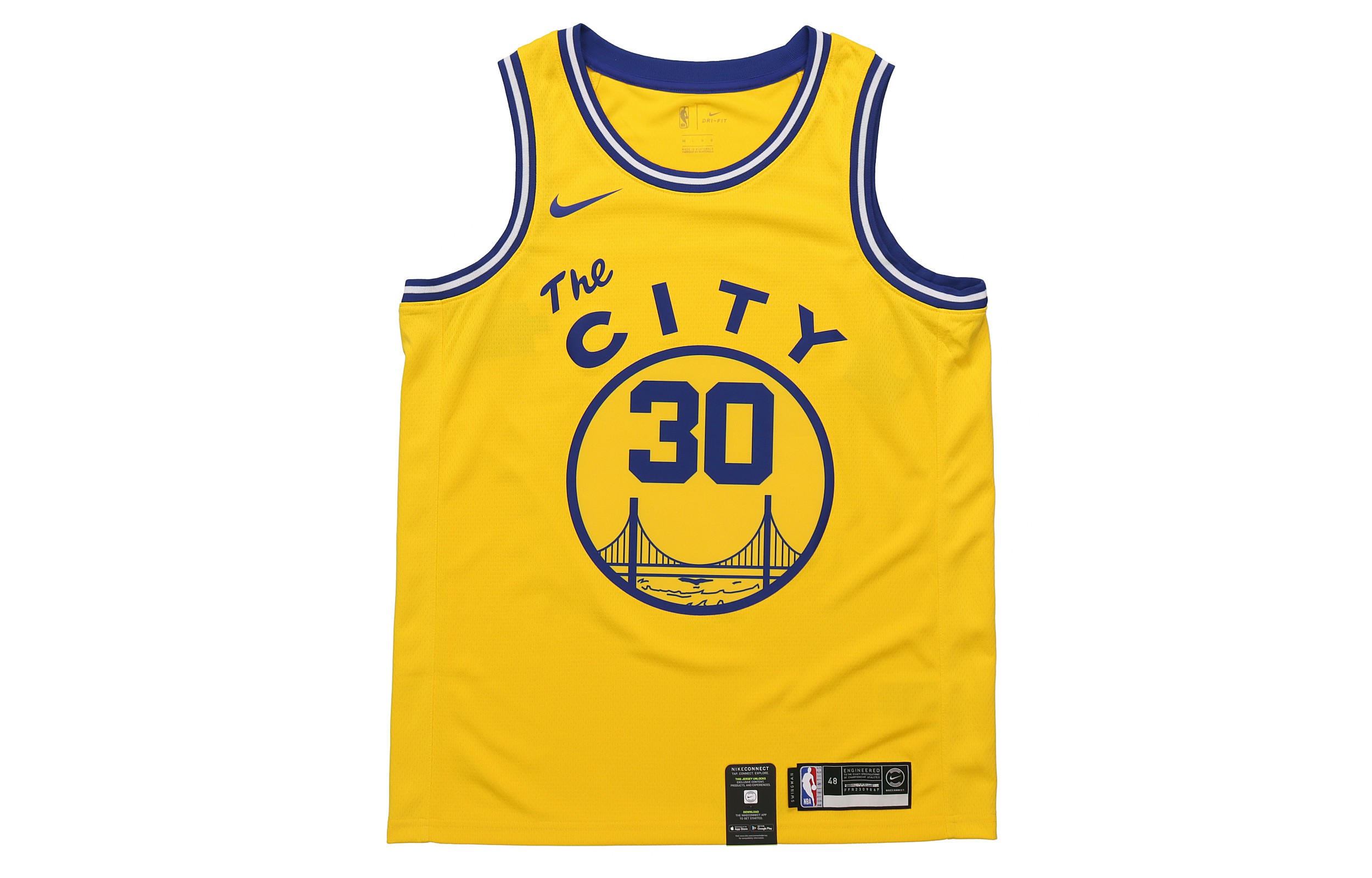 Nike x NBA Golden State Warriors Retro Fan Edition Curry #30 Yellow Basketball Jersey BQ8109-729