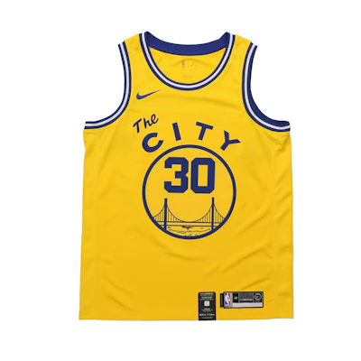 Nike NBA Golden State Warriors Retro Fan Edition Curry #30 Yellow Basketball Jersey BQ8109-729
